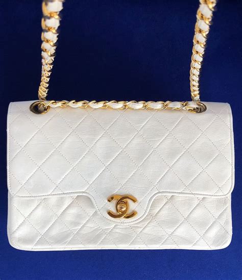 chanel vintage white bag|authentic vintage chanel bag.